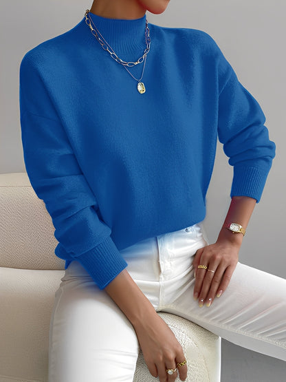 Roxana - Elegant strikkegenser med halv krage for damer