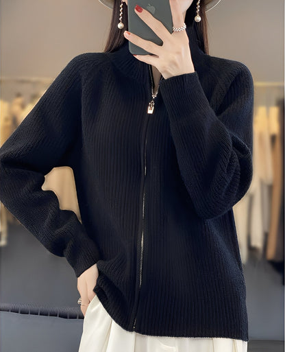 Margaret - Cardigan i ull med glidelås for kvinner