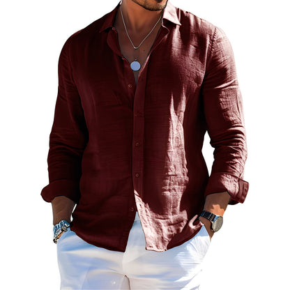 Félicien - Klassiske poloskjorter med lange ermer for menn