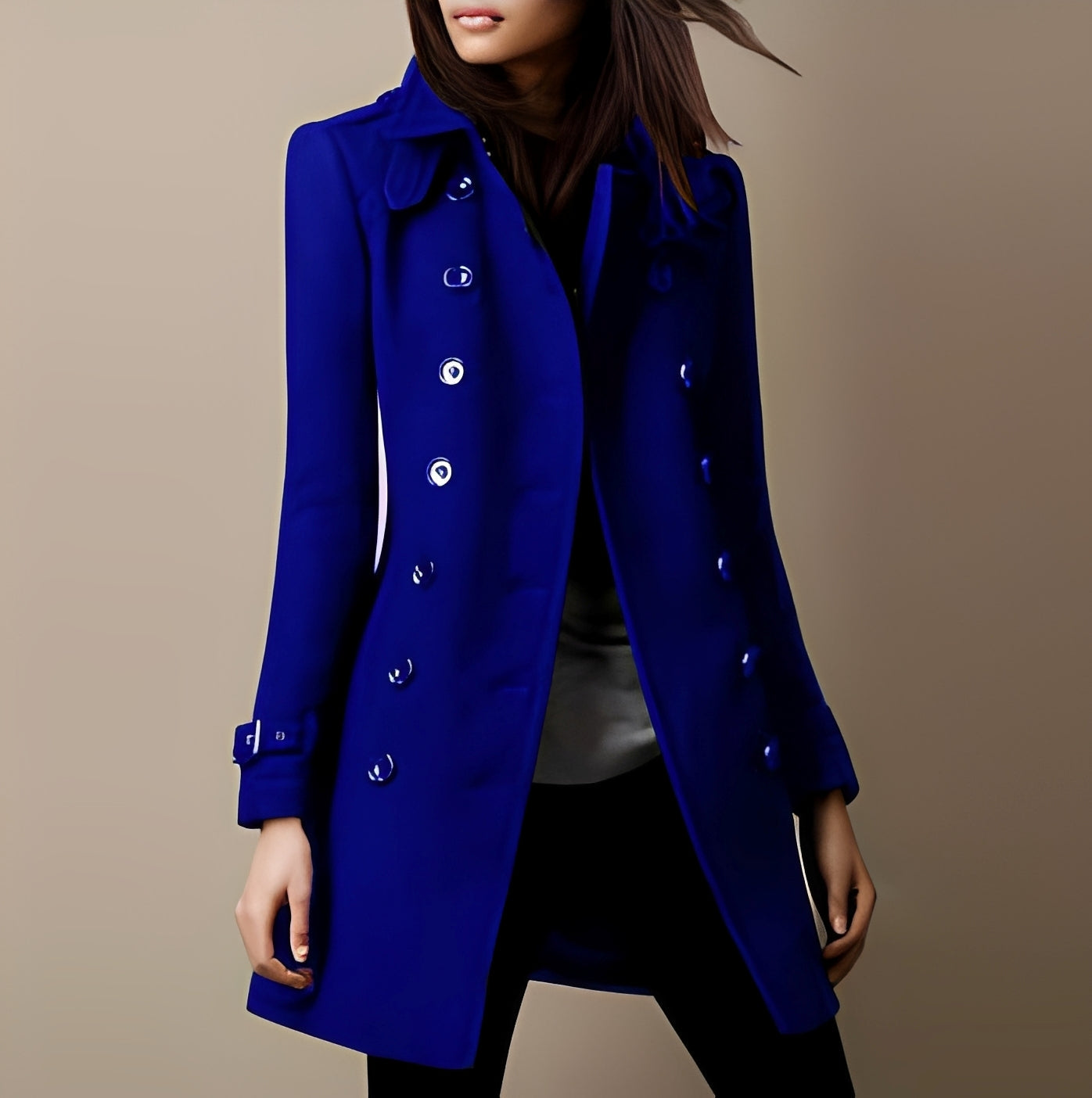 Aryana - Stilig dobbeltspent ullkåpe for damer