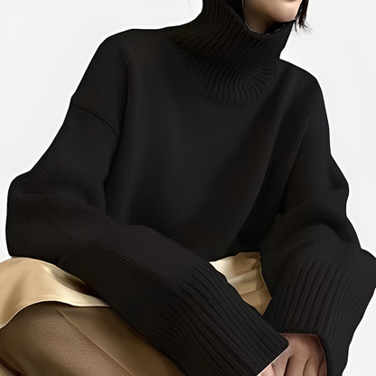 Amilia - Elegant, løs sittende rullekragen genser for damer