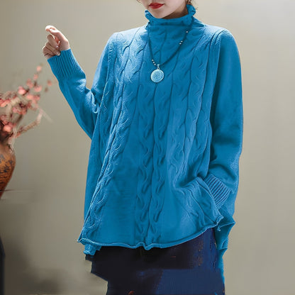 Merla - Uformell genser med høy hals og sidesplitt for kvinner