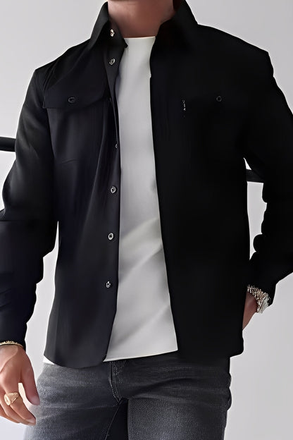 David - Tilfeldig skjorte med lommer for menn