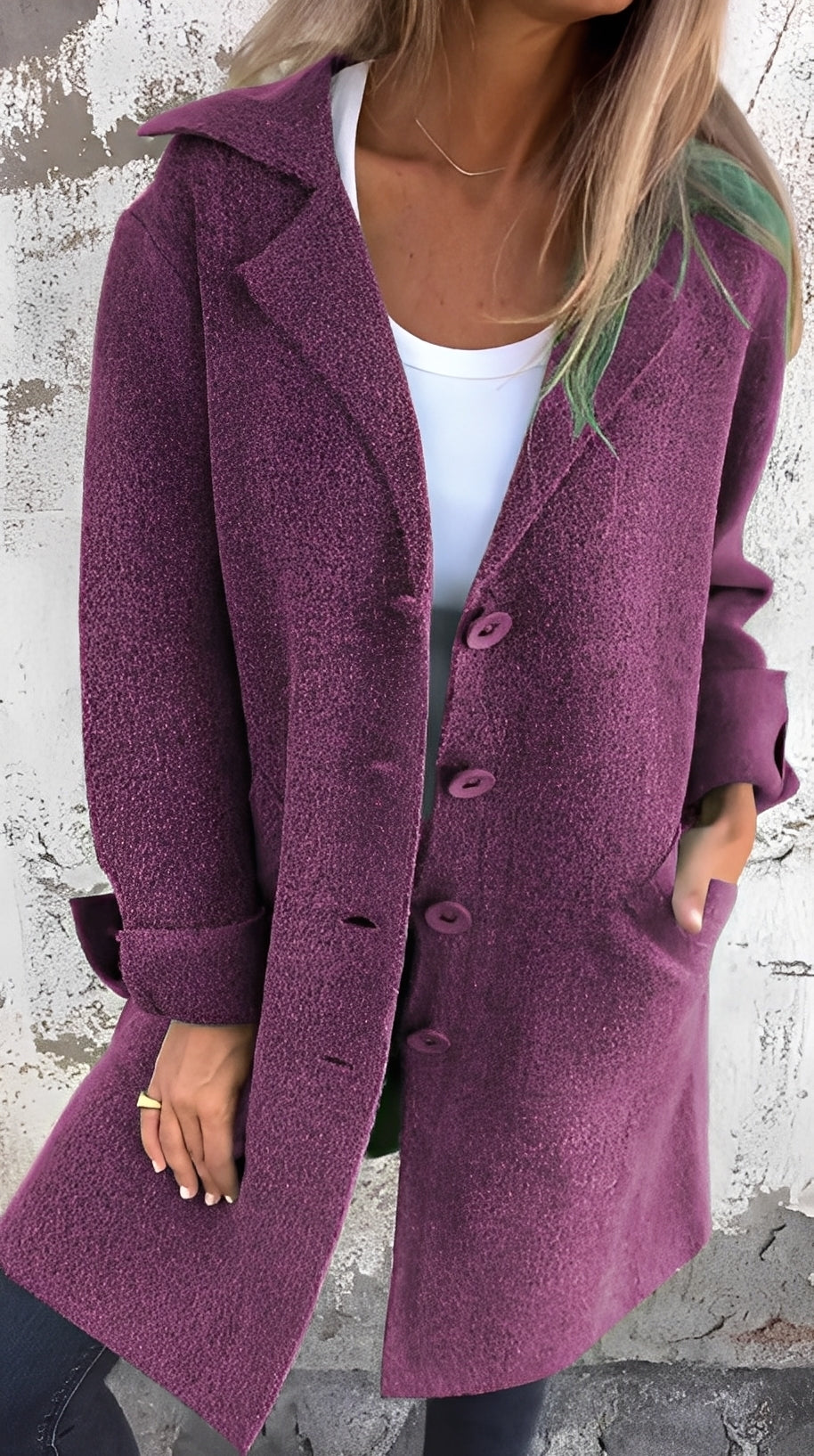 Meridith - Stilig lang frakk med slag for damer