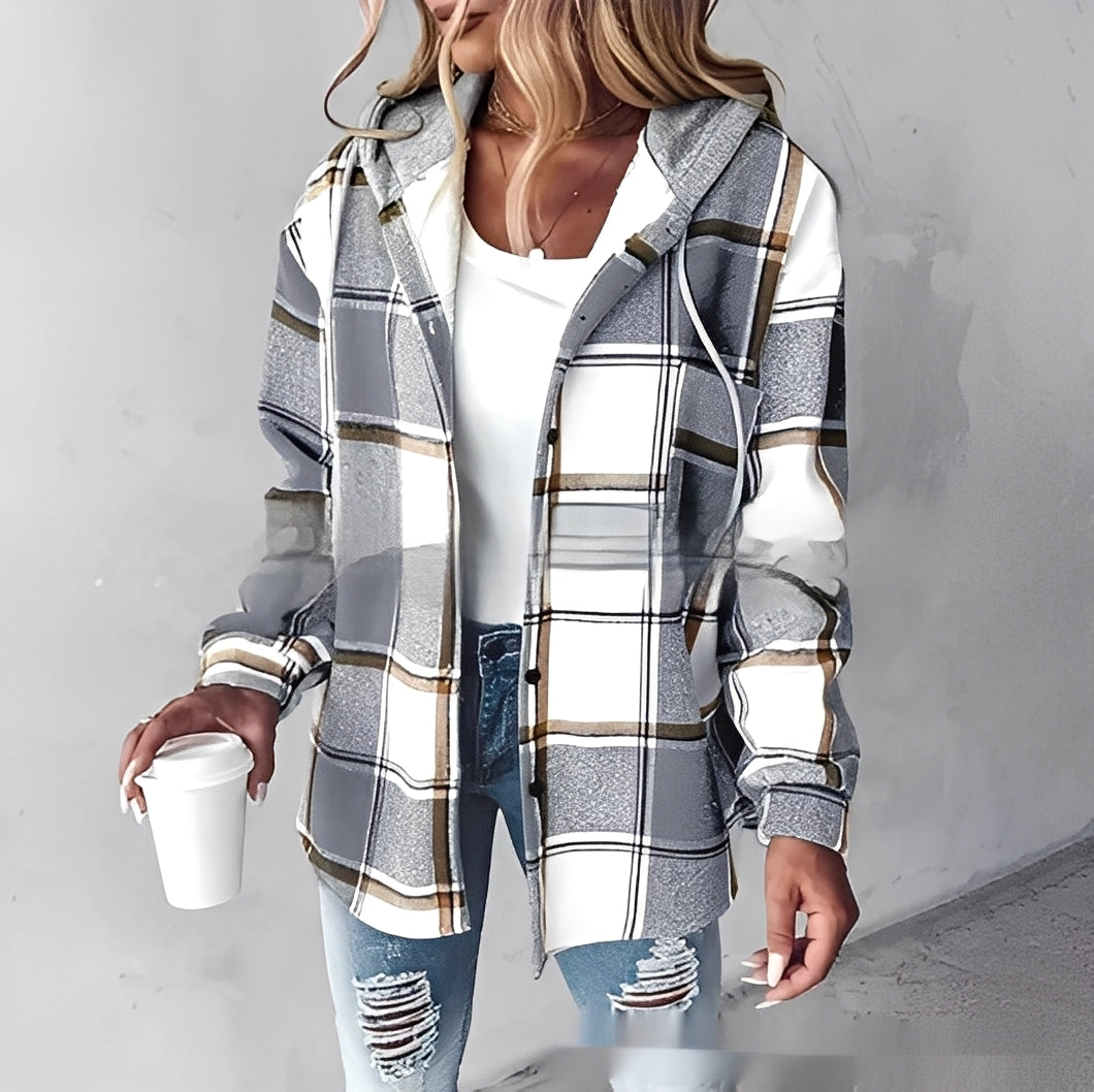 Éliette - Vinterrutete hettejakke for kvinner