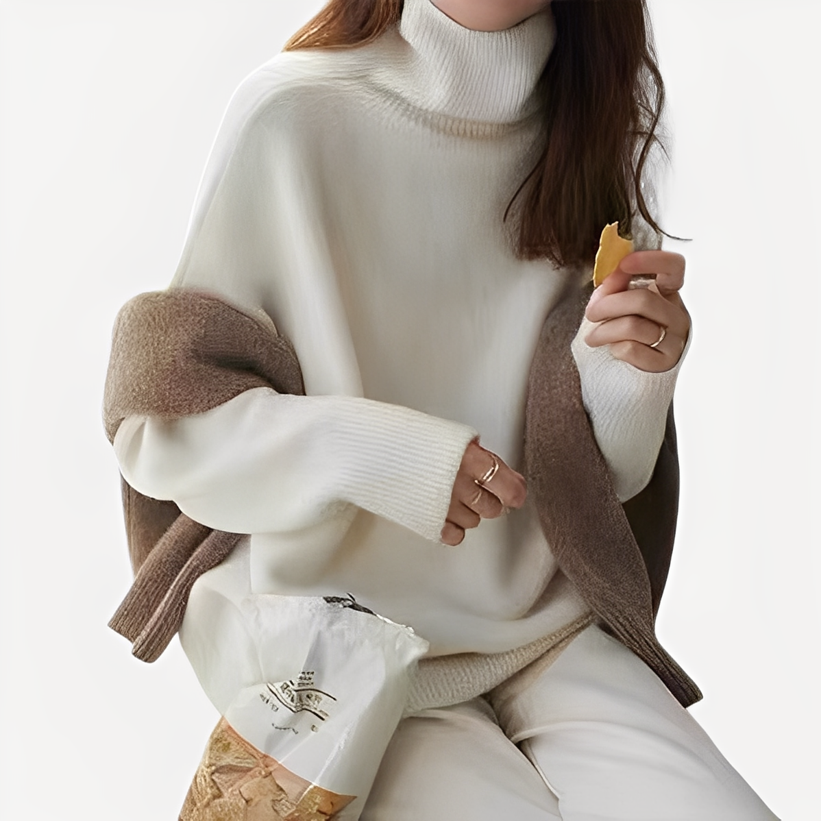 Amilia - Elegant, løs sittende rullekragen genser for damer