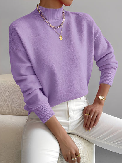 Roxana - Elegant strikkegenser med halv krage for damer