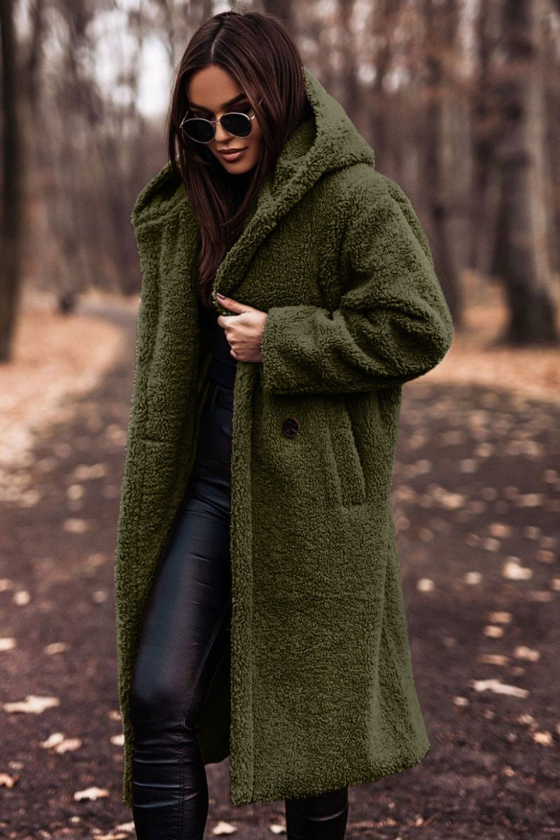 Yancy - Elegant lang plysjfrakk for damer