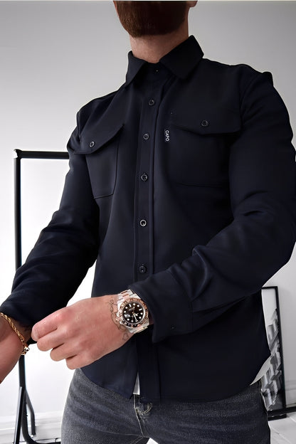 David - Tilfeldig skjorte med lommer for menn