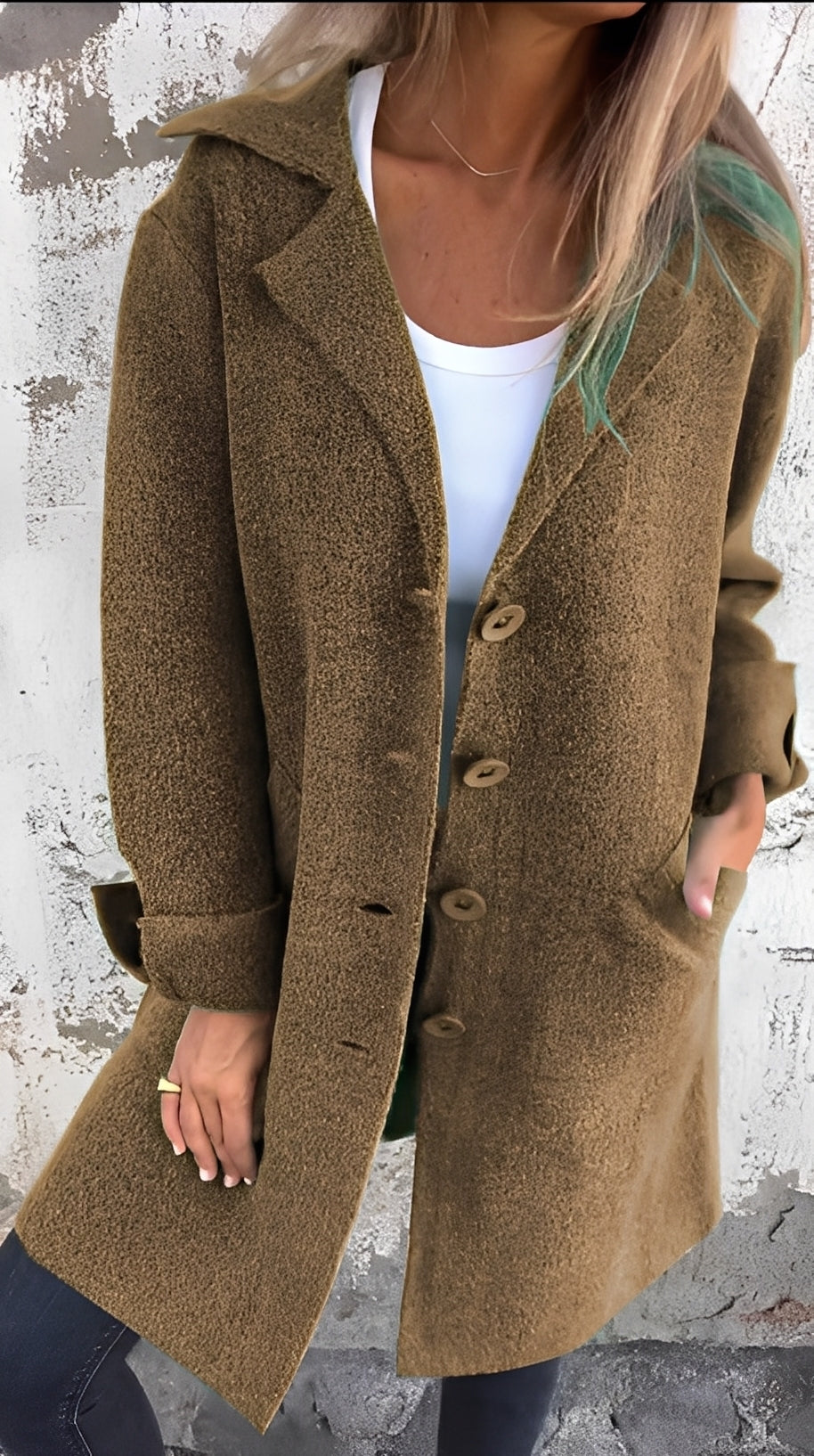 Meridith - Stilig lang frakk med slag for damer