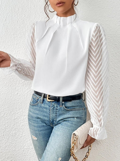 Cassandra - Elegant langermet chiffonbluse for kvinner