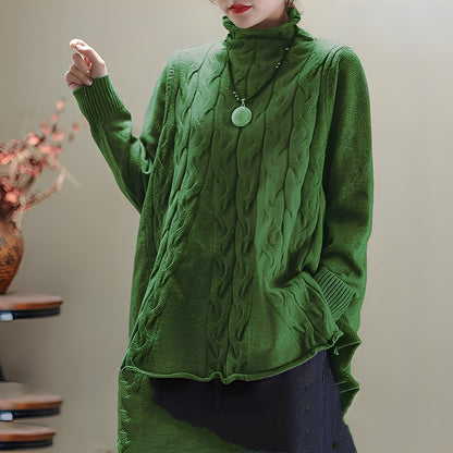 Merla - Uformell genser med høy hals og sidesplitt for kvinner