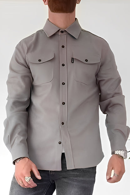 David - Tilfeldig skjorte med lommer for menn