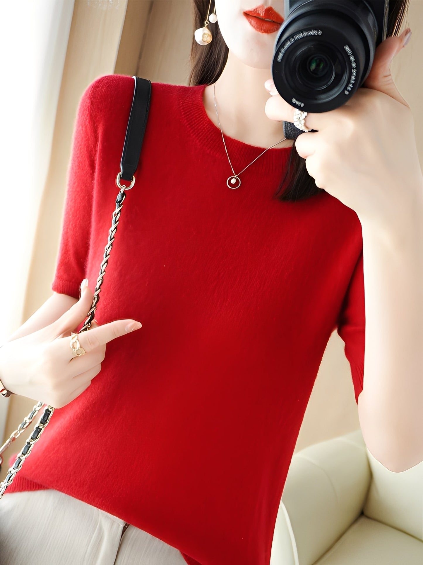 Blandine - Kortermet genser for kvinner