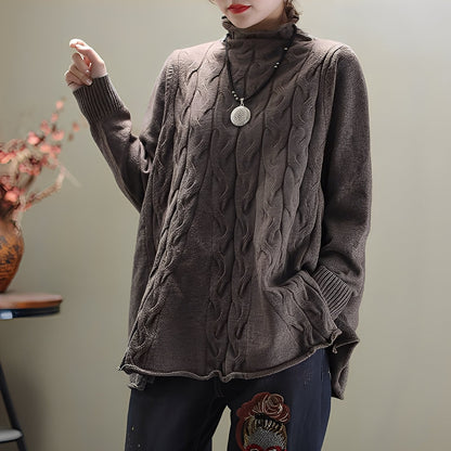 Merla - Uformell genser med høy hals og sidesplitt for kvinner