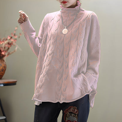 Merla - Uformell genser med høy hals og sidesplitt for kvinner