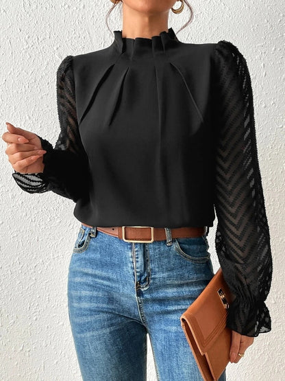 Cassandra - Elegant langermet chiffonbluse for kvinner