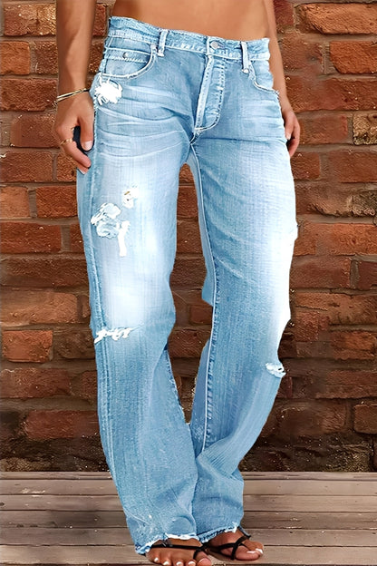 Demetria - Klassiske Washed-Jeans med lav midje for damer