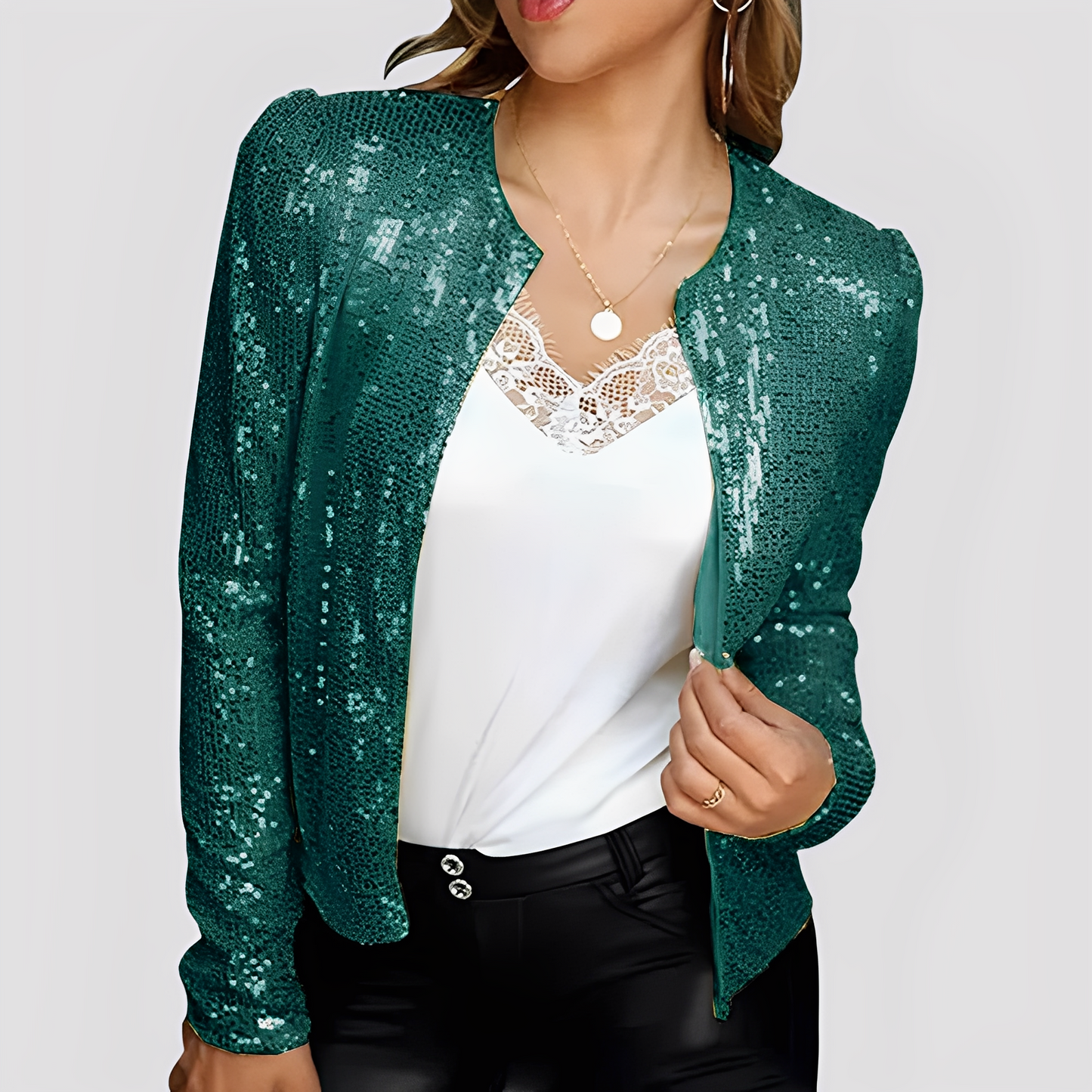 Shannen - Stilig Blazer med Glitter for Damer