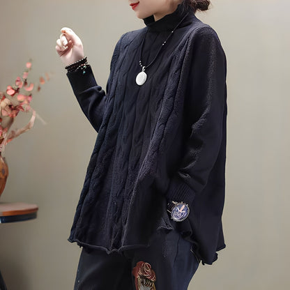 Merla - Uformell genser med høy hals og sidesplitt for kvinner