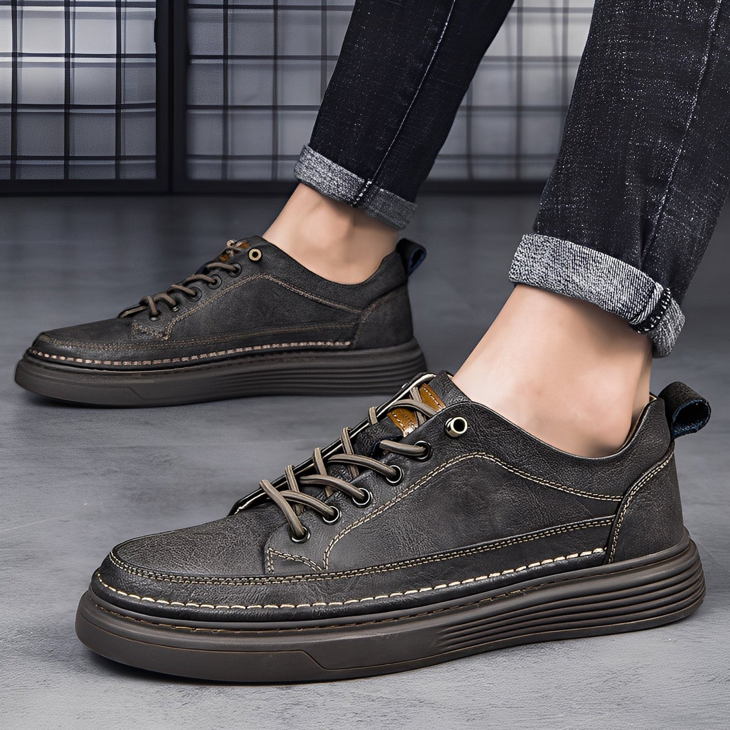 Damion - Klassiske sneakers i lær for menn
