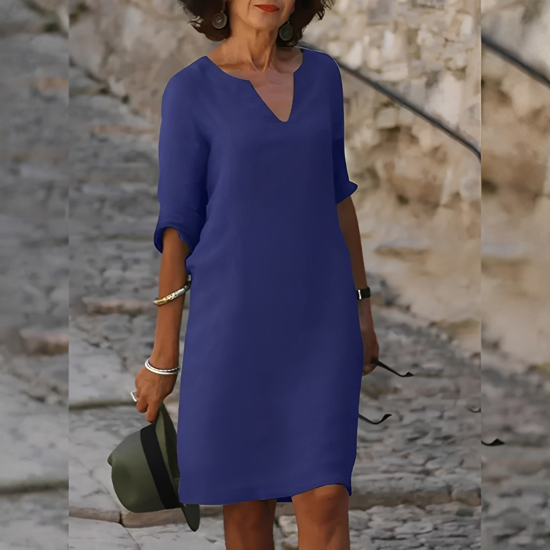 Guilaine - Elegant kjole med V-hals for kvinner