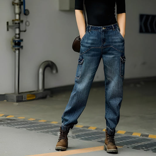 Kristal - Bomullsjeans med mange lommer for kvinner