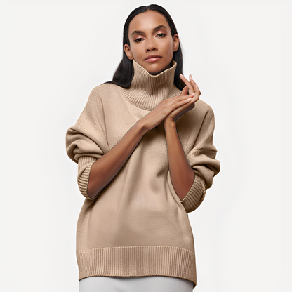 Margery - Løs genser med høy krage for damer