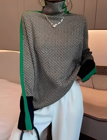 Bryony - Stilig strikkegenser med pologenser for damer