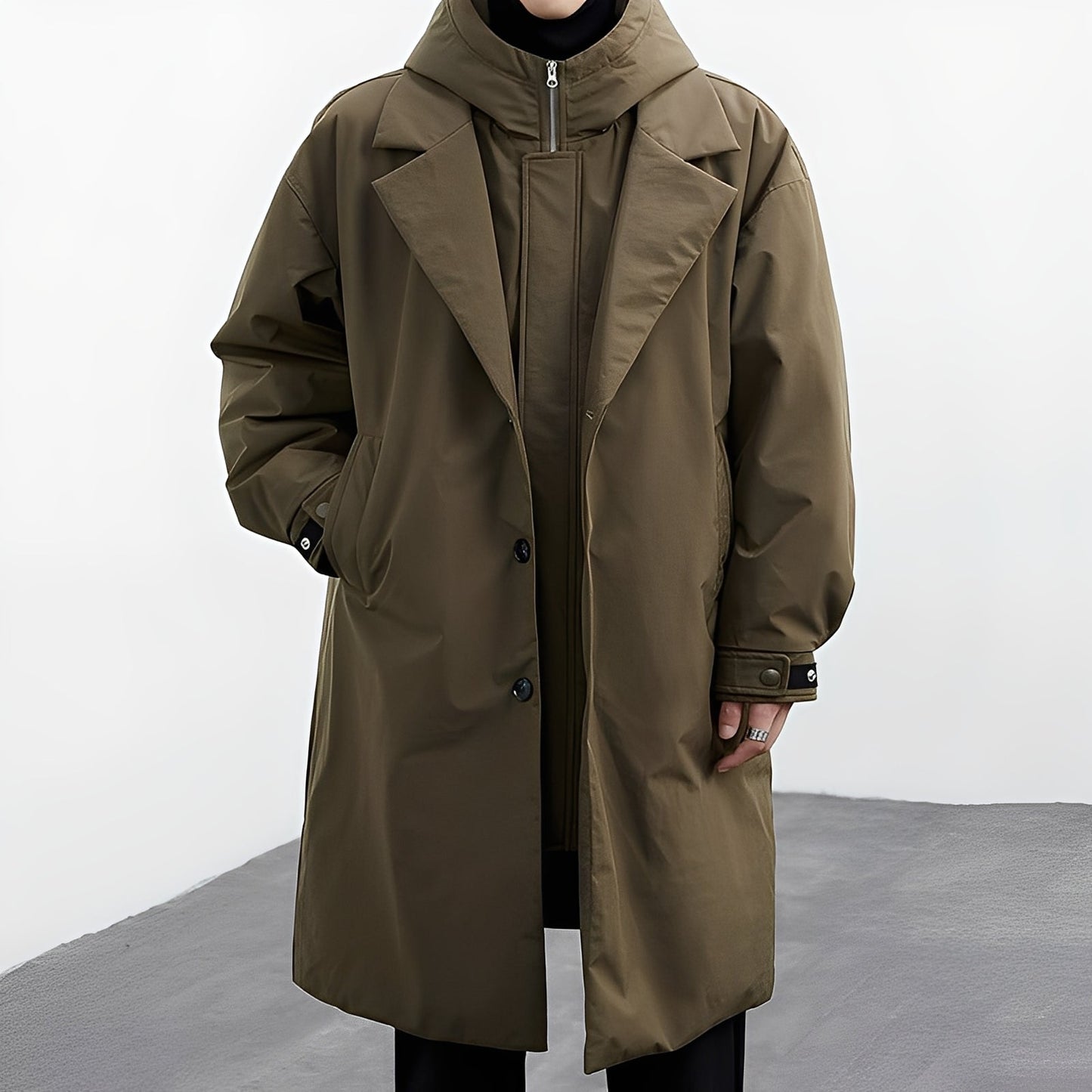 Jordon - Allsidig lang trenchcoat med hette for herrer