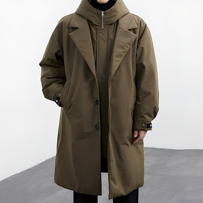 Jordon - Allsidig lang trenchcoat med hette for herrer