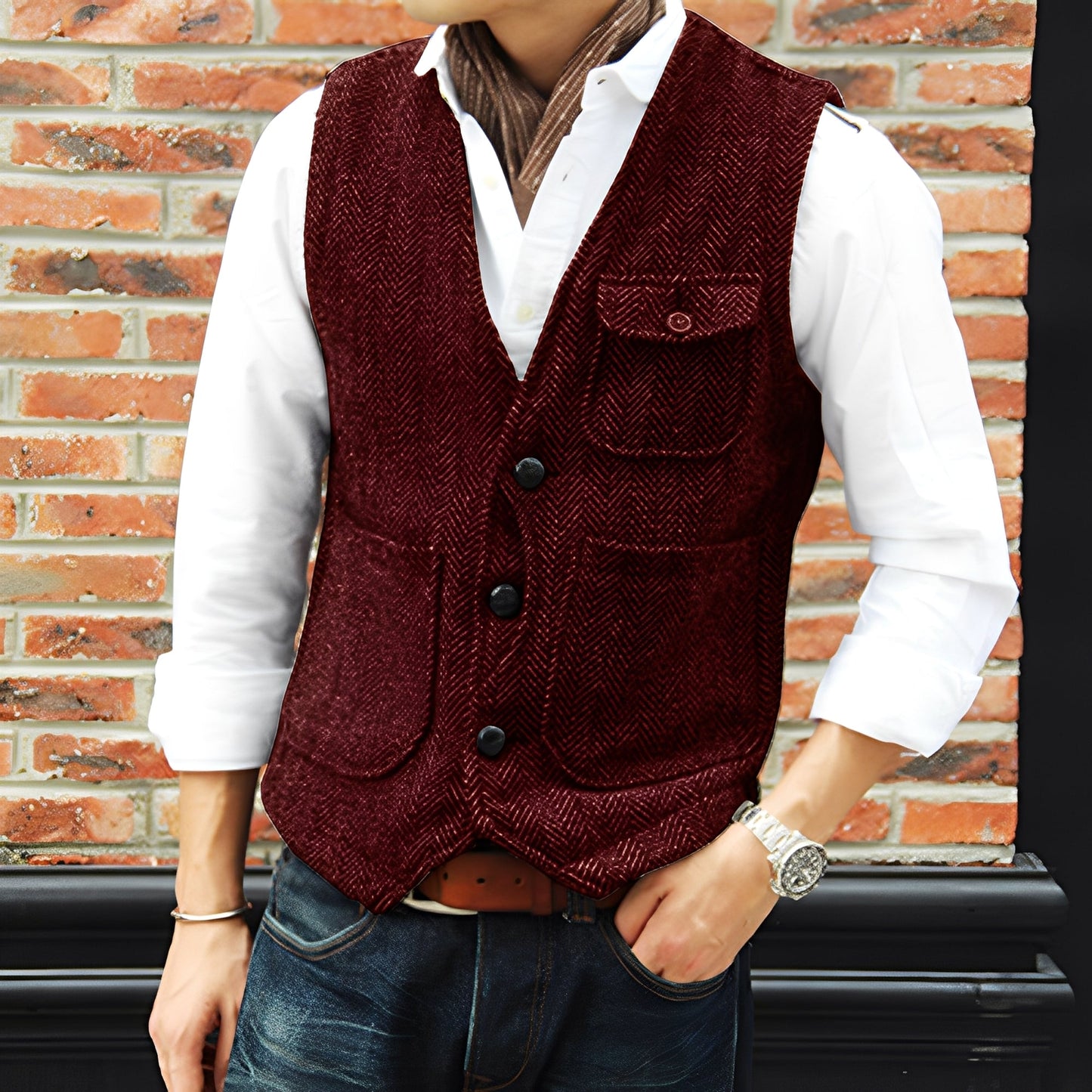 Matthew - Stilfulle Tweedvest med Lommer for Herrer