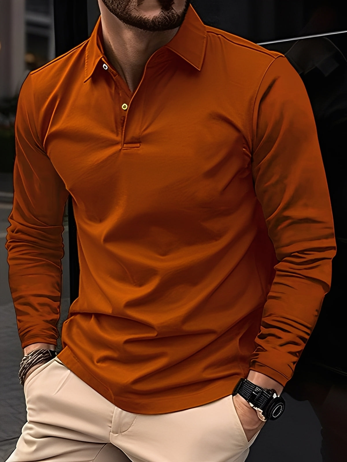 Burton - Klassisk langermet poloskjorte for herrer