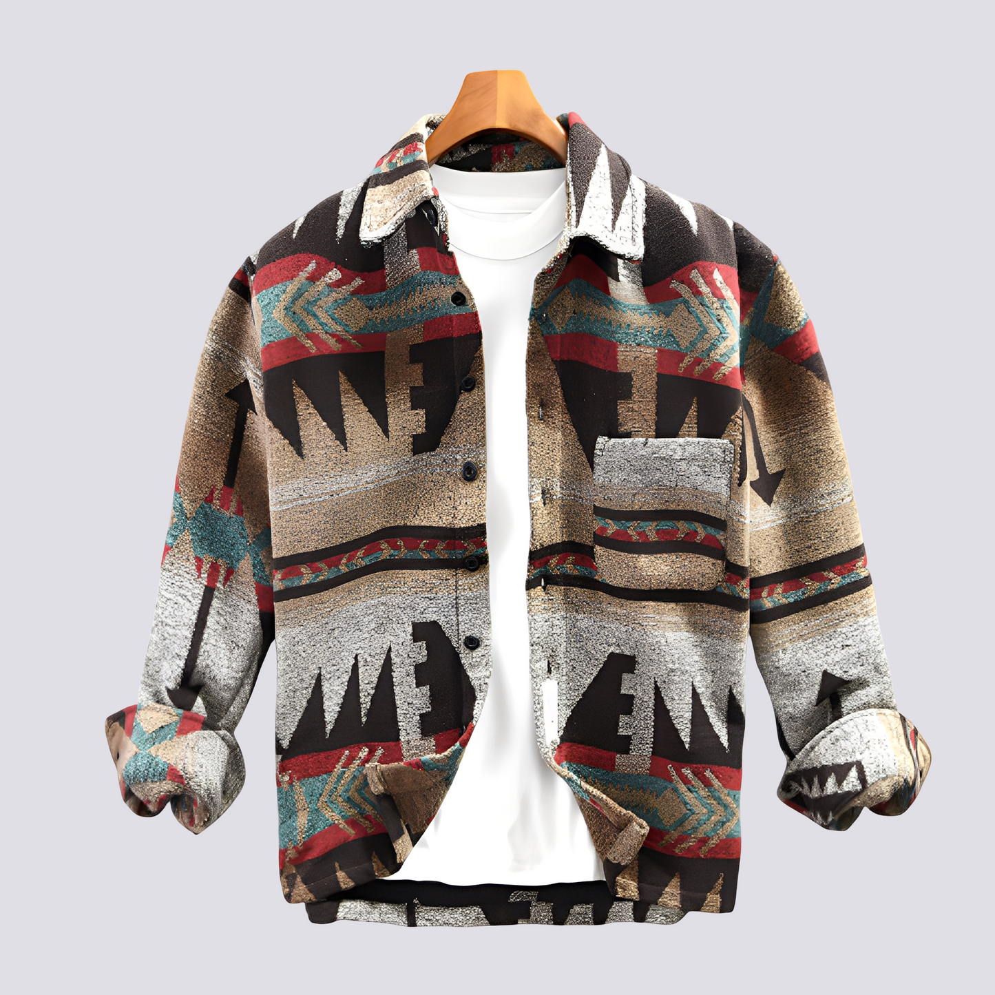 Gerrard - Vintage-Trykt Skjortejakke for Herrer