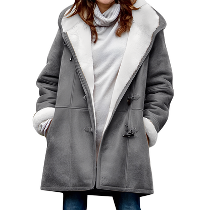 Madilyn - Tilfeldig dufflecoat med hette for damer