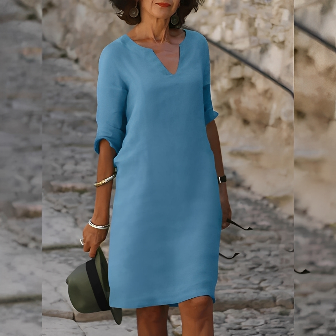 Guilaine - Elegant kjole med V-hals for kvinner