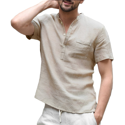 Alton - Casually short-sleeved linen shirt for men