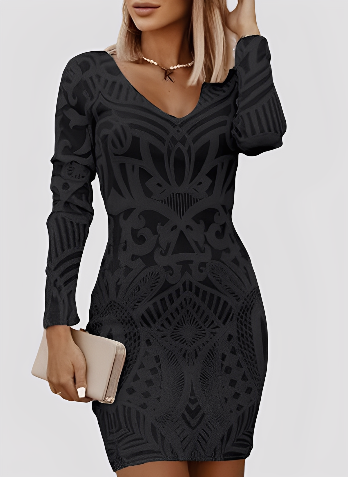 Caitlyn - Stilig, langermet slim-fit-kjole for damer