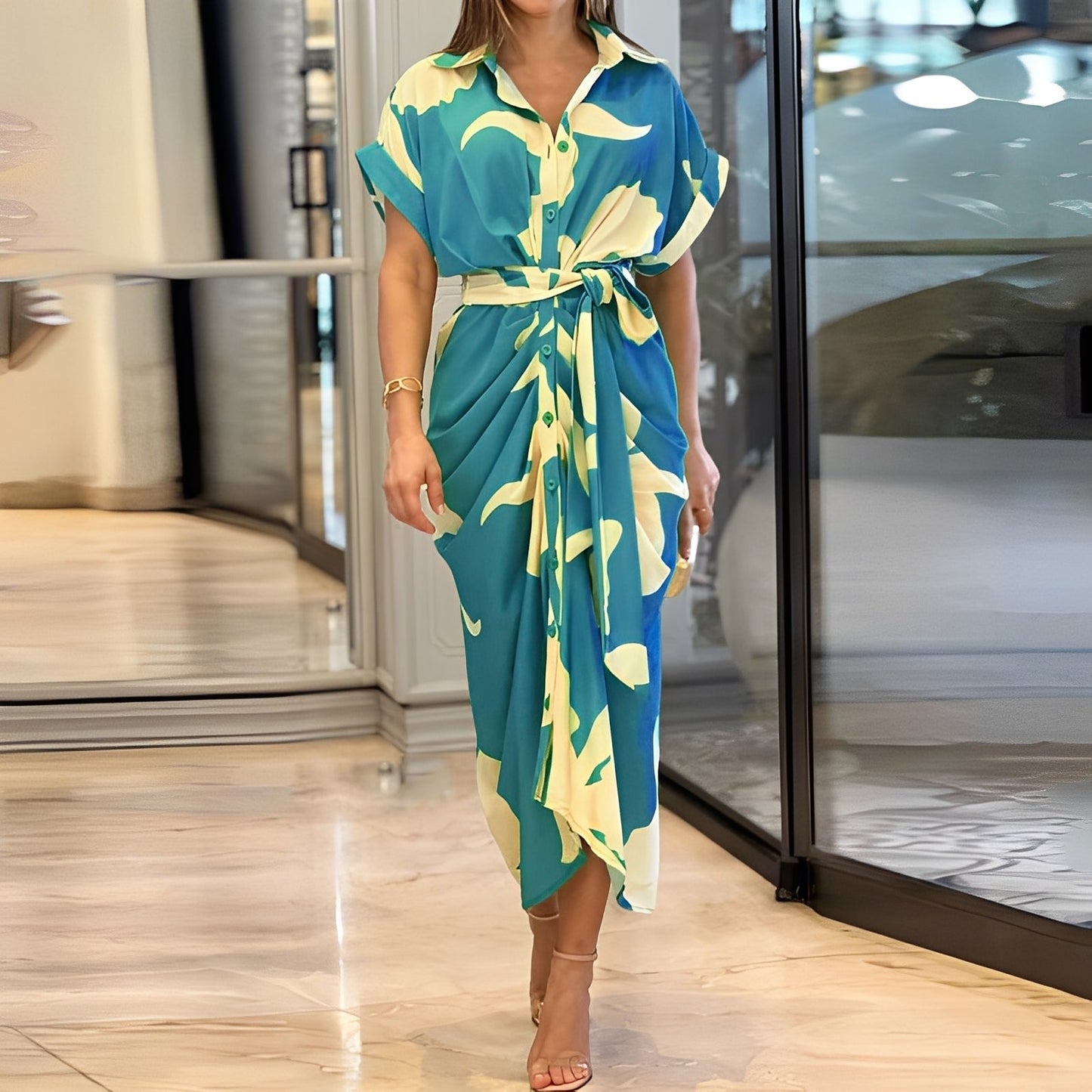 Charlène - Elegant kneppet kjole for kvinner