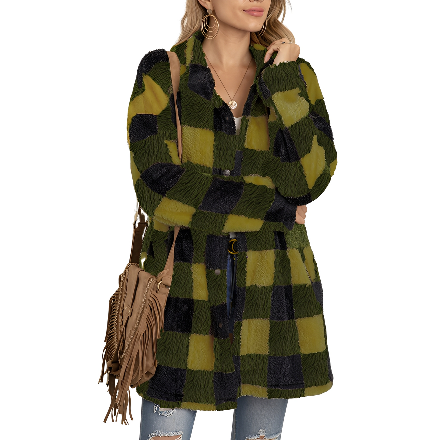 Malvina - Stilfulle lange rutete jakke for damer