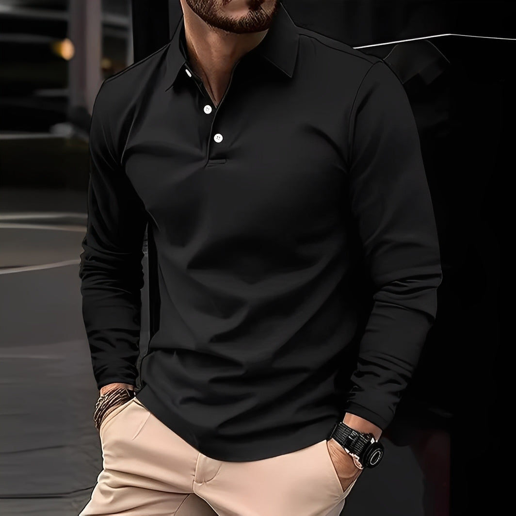 Stephen - Tilfeldig langermet poloskjorte for herrer
