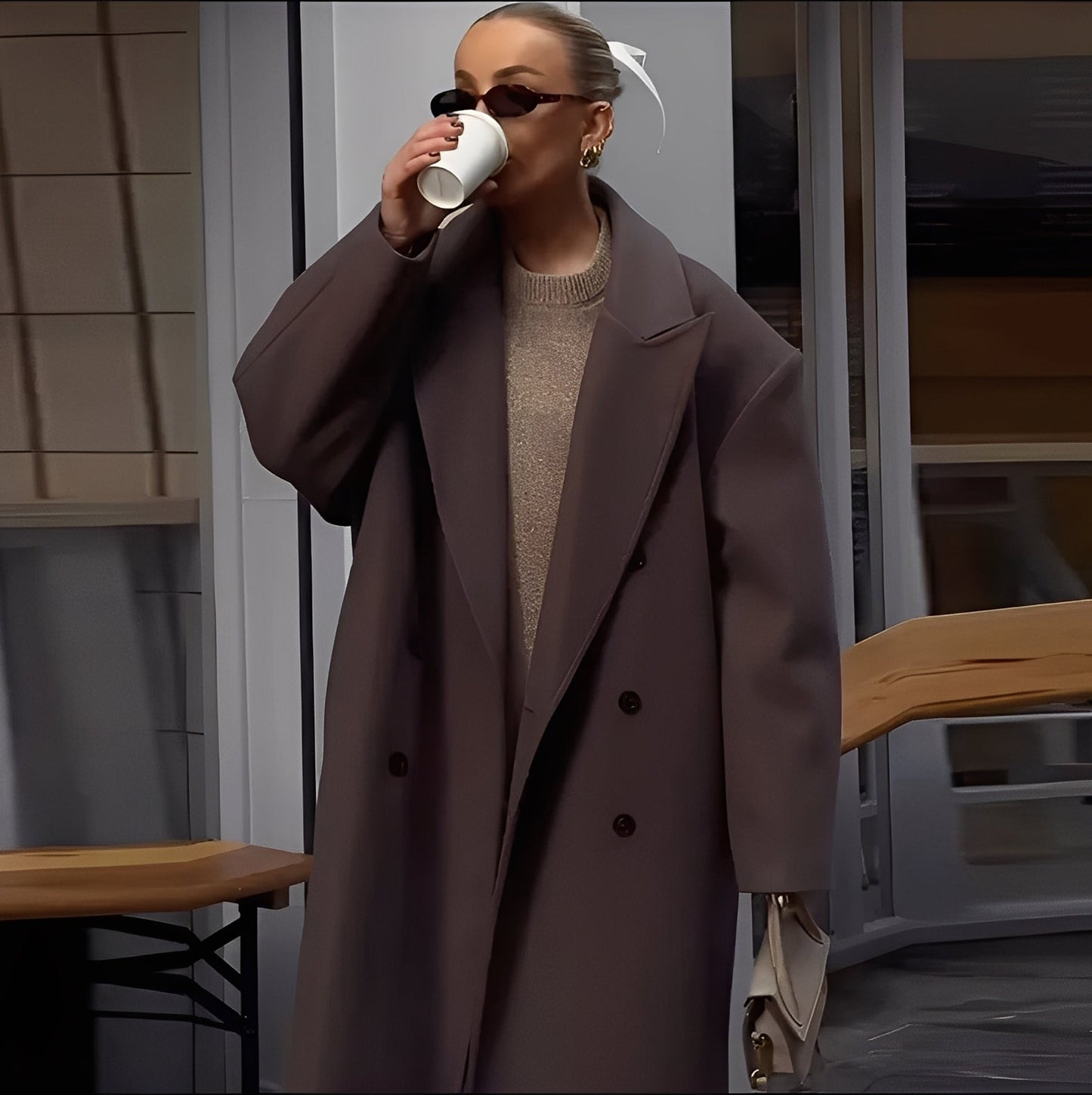 Veronica - Elegant, løs lang kåpe for damer