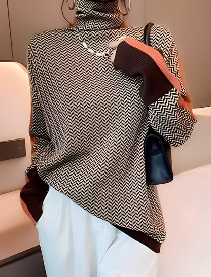 Bryony - Stilig strikkegenser med pologenser for damer