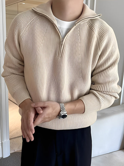 Lucas - Stilig strikkegenser med halv glidelås for herrer