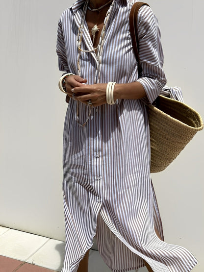 Christel - Lang polokjole med striper for kvinner