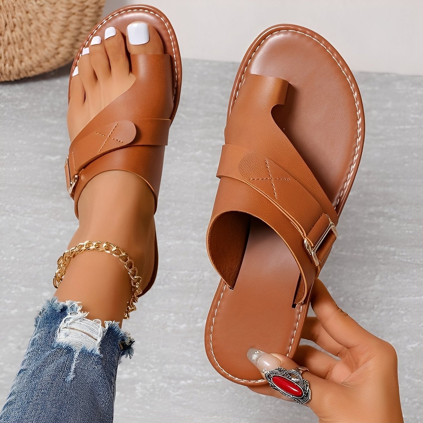 Renita - Uformelle, lette flate sandaler for damer