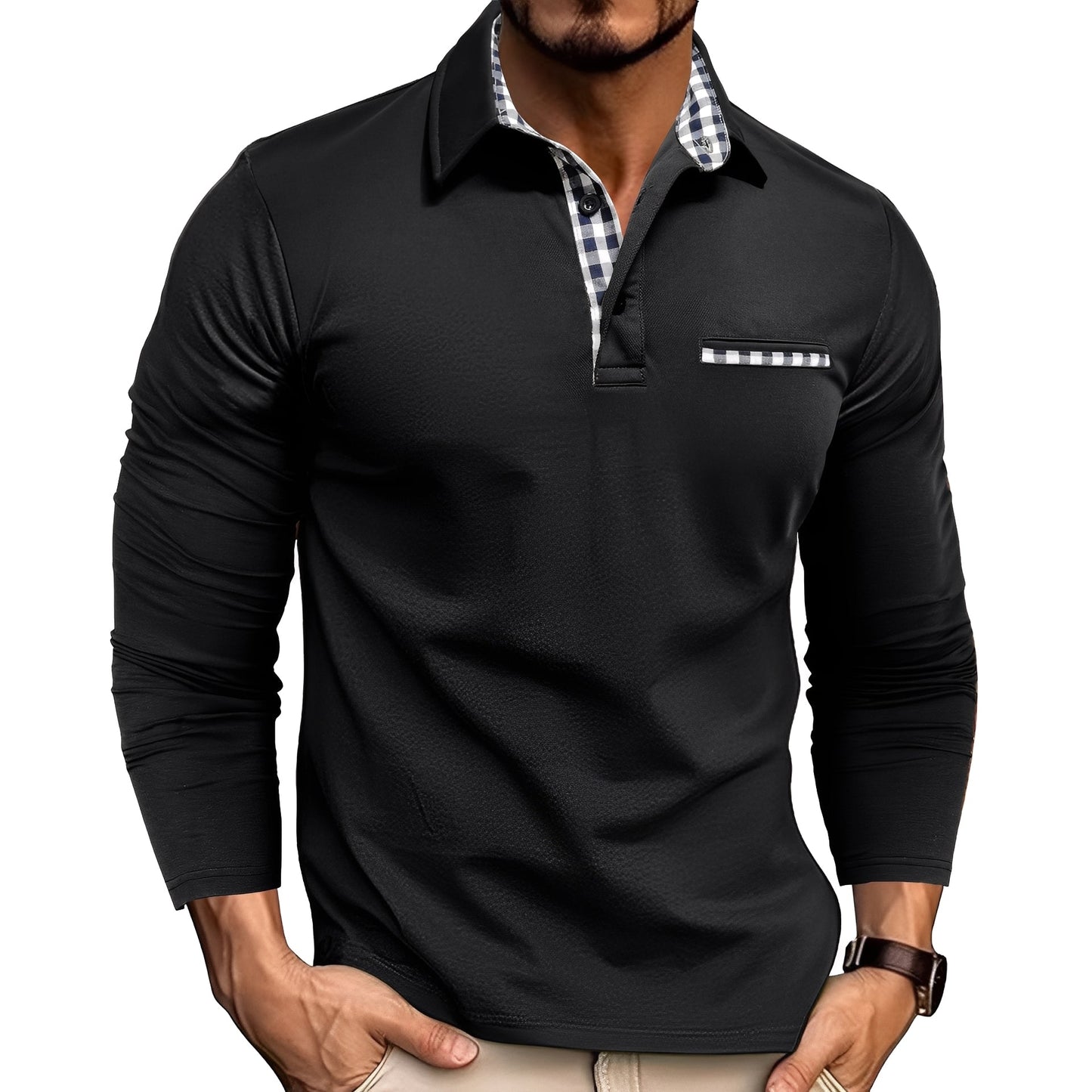 Rupert - Løs Langarm-Poloshirt for Herrer
