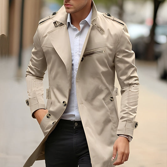 Ansel - Stilig trenchcoat med reverskrage for herrer
