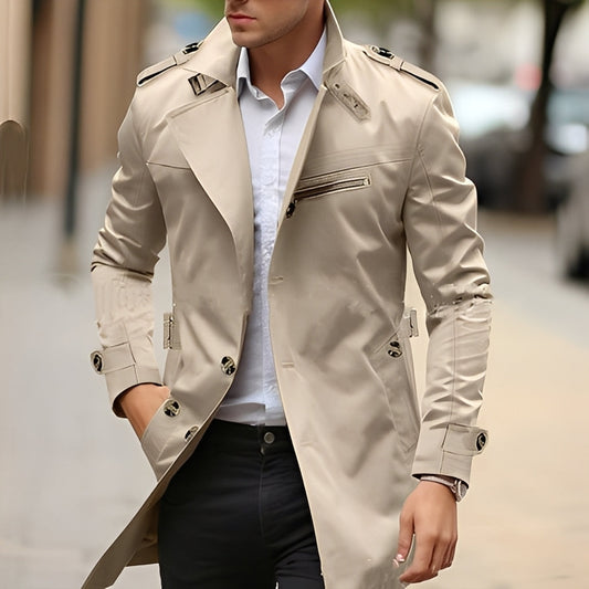 Derrick - Elegant Trenchcoat med Reverskrage for Herrer