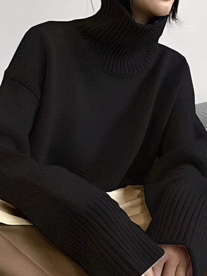 Yvette - Løs Kasjmir-Turtleneck-Genser for Kvinner